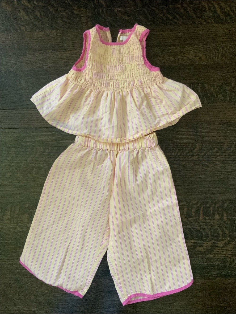 Zara Girls Pink-Trim Yellow Striped Two-Piece Bottoms Set